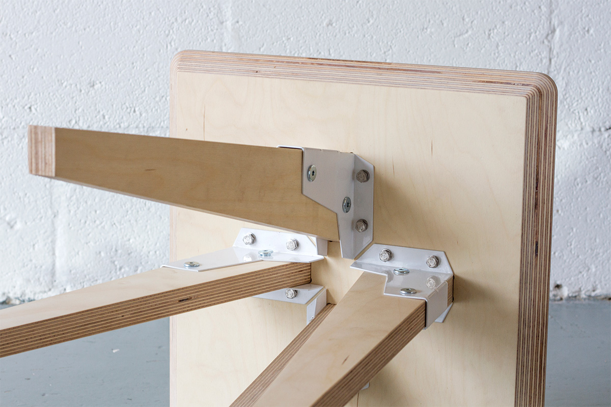 underside of a modsys side table showing brackets
