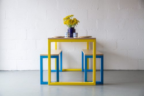 coast creative nola dining set in yellow and blue